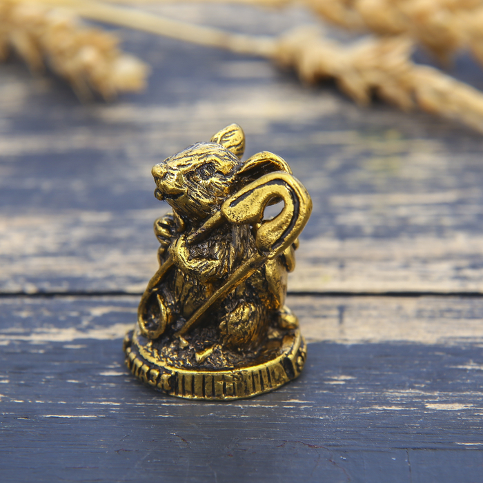 Фигурка мышка "От сглаза", золото, 2,4 х 3,2 см