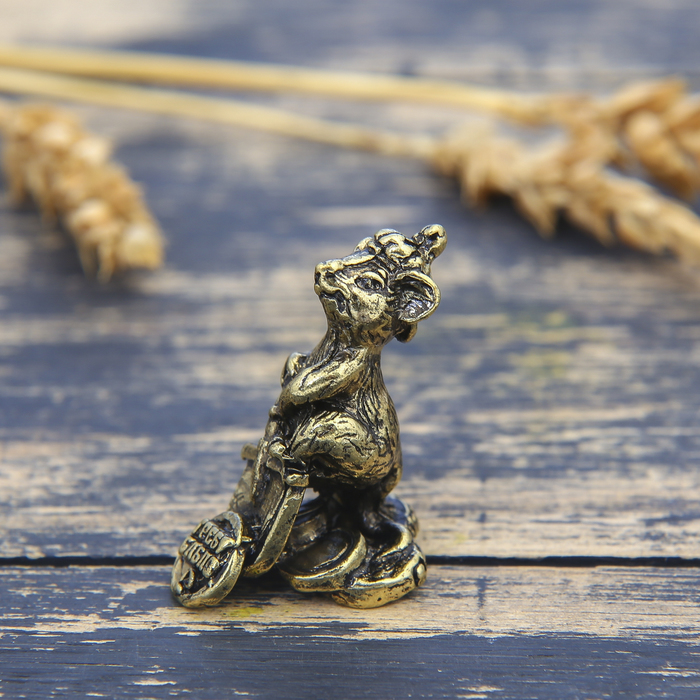 Фигурка мышка "Гребу бабло", латунь, 1,8 х 3,3 см