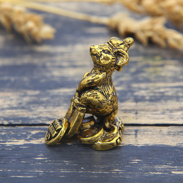 Фигурка мышка "Гребу бабло", золото, 1,8 х 3,3 см