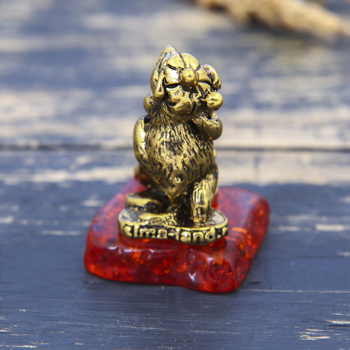 Фигурка на камне мышка "Гребу бабло", золото, 2,6 х 3,7 см