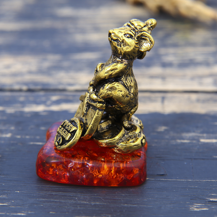 Фигурка на камне мышка "Гребу бабло", золото, 2,6 х 3,7 см