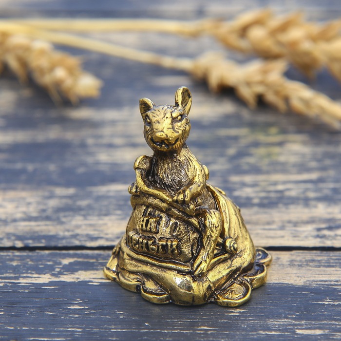 Фигурка мышка "На деньги", золото, 3 х 3,5 см