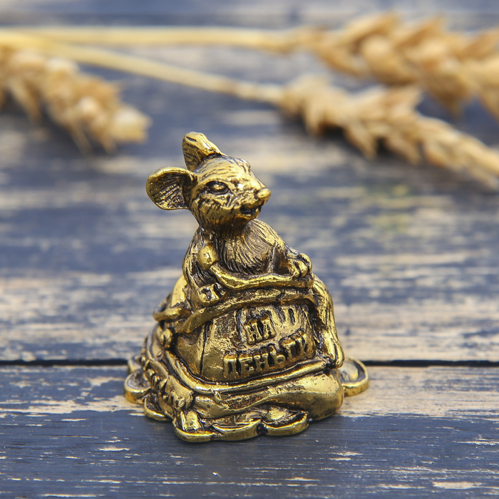 Фигурка мышка "На деньги", золото, 3 х 3,5 см