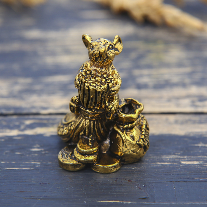 Фигурка мышка "Наметаю деньги", золото, 2,6 х 3,3 см