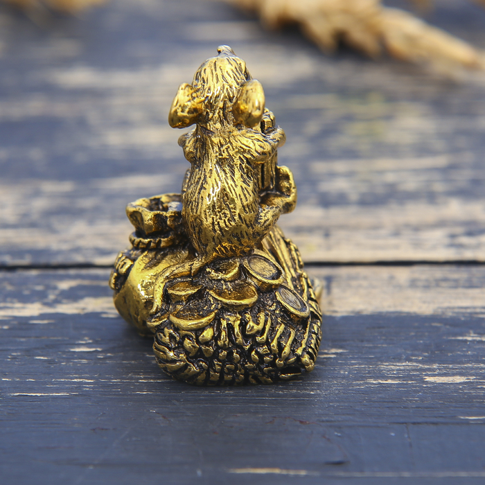 Фигурка мышка "Наметаю деньги", золото, 2,6 х 3,3 см