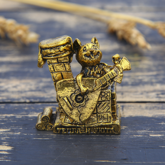 Фигурка мышка "Тепла и уюта", золото, 3,9 х 3,8 см