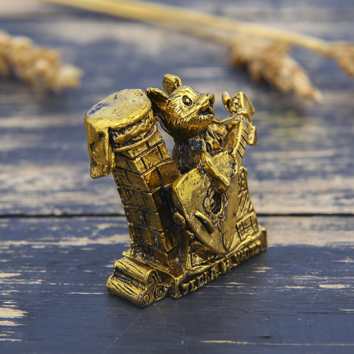 Фигурка мышка "Тепла и уюта", золото, 3,9 х 3,8 см