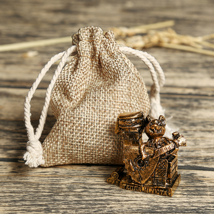 Фигурка мышка "Тепла и уюта" в мешочке, золото, 3,9 х 3,8 см