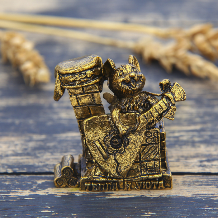 Фигурка мышка "Тепла и уюта" в мешочке, золото, 3,9 х 3,8 см