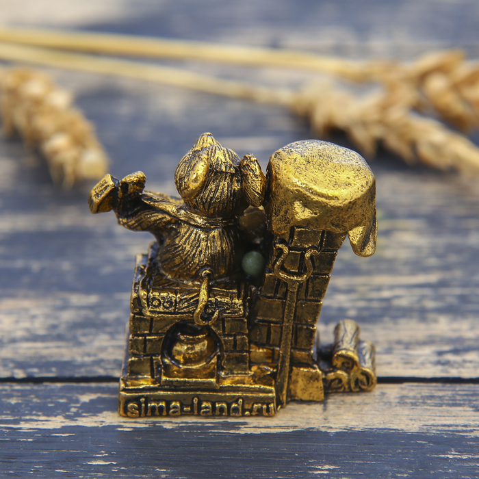 Фигурка мышка "Тепла и уюта" в мешочке, золото, 3,9 х 3,8 см