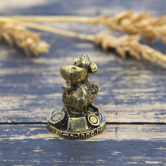 Фигурка мышка "Загребушка", латунь, 2,4 х 3,1 см