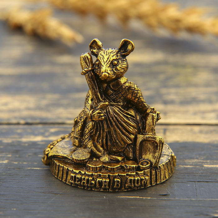 Фигурка мышка "Деньги в дом", золото, 3,5 х 3,7 см