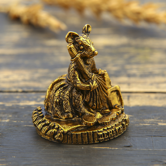 Фигурка мышка "Деньги в дом", золото, 3,5 х 3,7 см