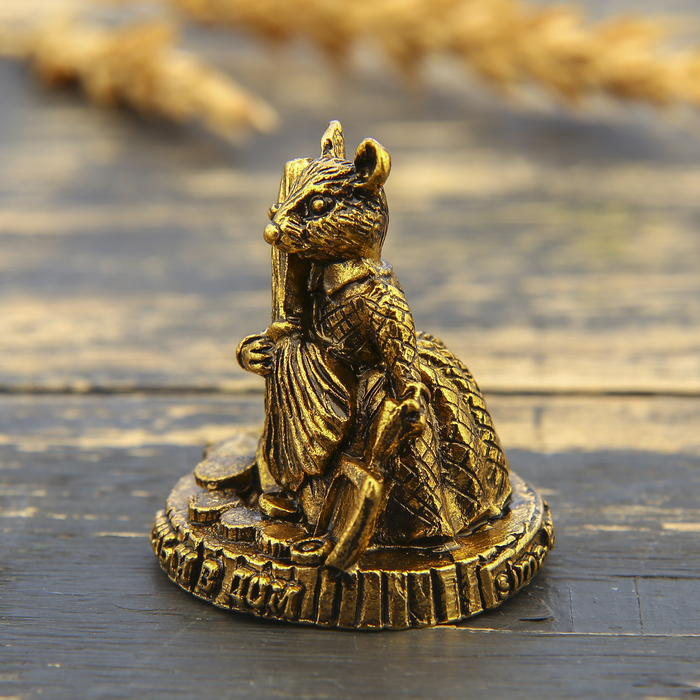 Фигурка мышка "Деньги в дом", золото, 3,5 х 3,7 см