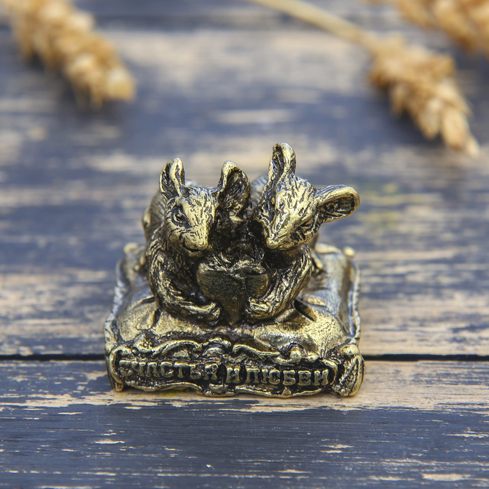 Фигурка мышка "Счастья и любви", латунь, 3,5 х 3,1 см