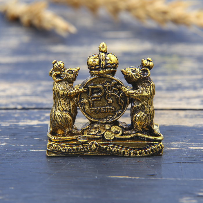 Фигурка мышка "Достатка и процветания",золото, 3,4 х 3,1 см