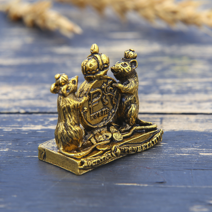Фигурка мышка "Достатка и процветания",золото, 3,4 х 3,1 см