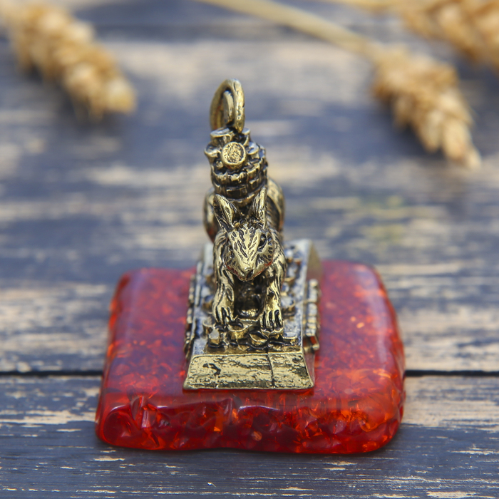 Фигурка на камне мышка "Достатка", латунь, 5 х 4,1 см