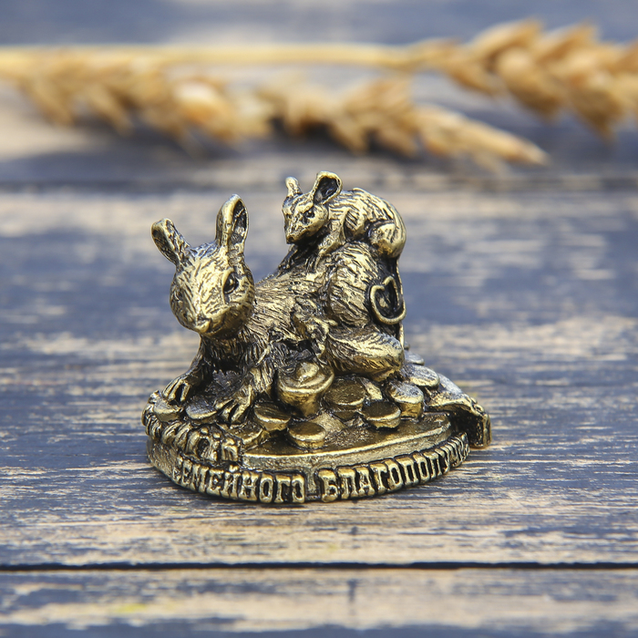 Фигурка мышка "Семейного благополучия", латунь, 3,7 х 2,9 см