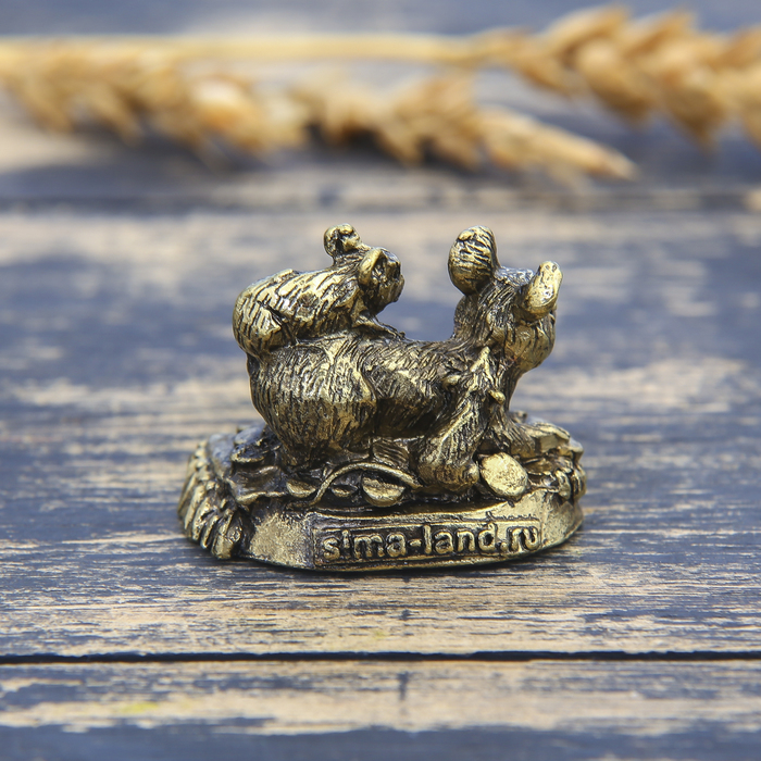 Фигурка мышка "Семейного благополучия", латунь, 3,7 х 2,9 см