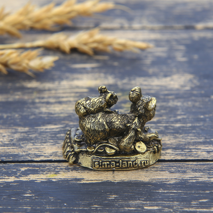 Фигурка мышка "Семейного благополучия" в мешочке, латунь, 3,7 х 2,9 см
