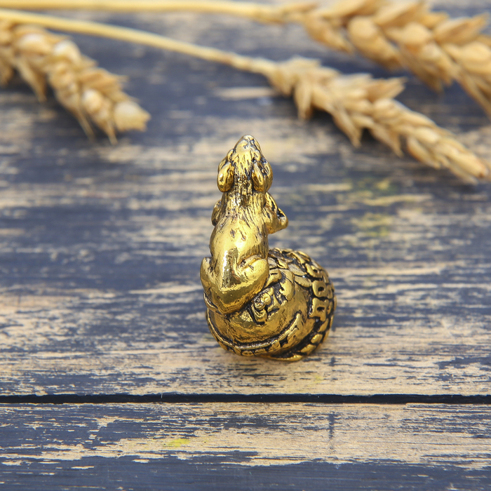 Фигурка мышка "Достатка" жёлудь, золото, 2,6 х 3,2 см
