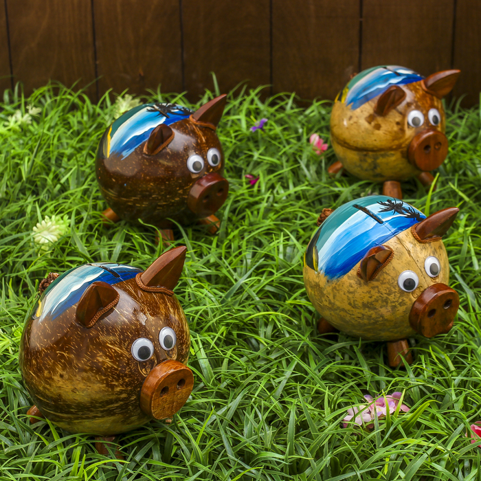 Сувенир "Копилка-свинка из Африки" 14х10х14 см МИКС