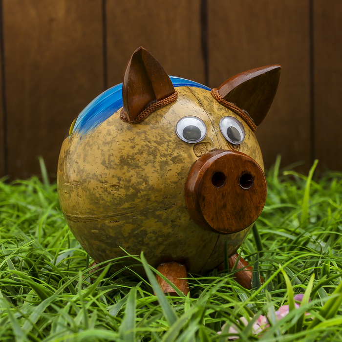 Сувенир "Копилка-свинка из Африки" 14х10х14 см МИКС