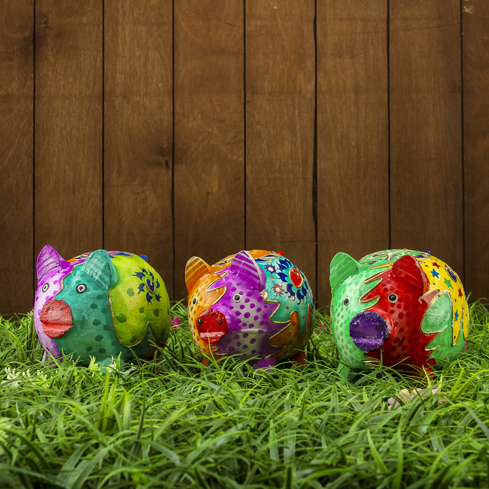 Сувенир "Копилка-свинка красочная" 13х10х12 см МИКС