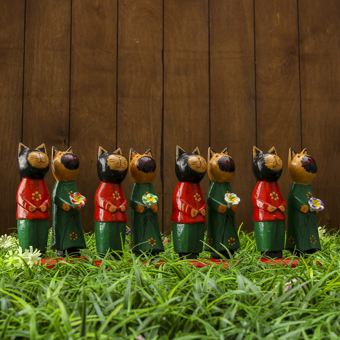 Сувенир дерево "Влюблённые кошечки" 9х6х10см МИКС