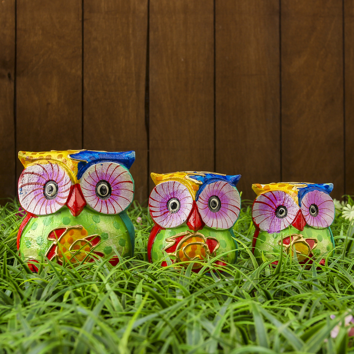 Набор сувенирный "Три совы африканские" (7,9,10) 22х8х10см