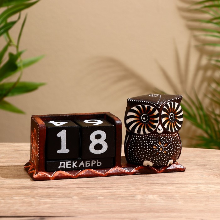 Календарь настольный дерево "Сова красавица" 22х7х11 см