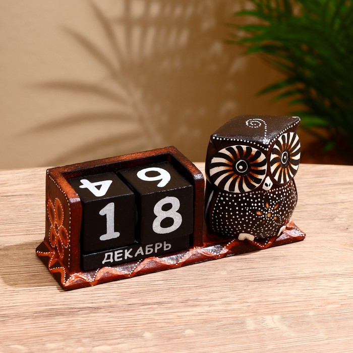 Календарь настольный дерево "Сова красавица" 22х7х11 см