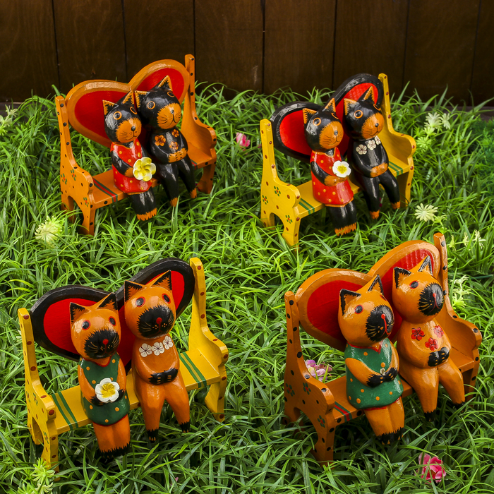 Набор сувенирный "Влюблённая парочка кошек" 18,5х9х17 см МИКС