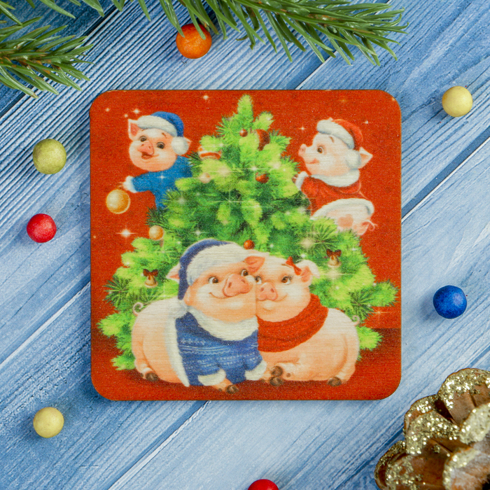 Магнит "Семейного счастья" из фанеры, УФ-печать, 7х7 см