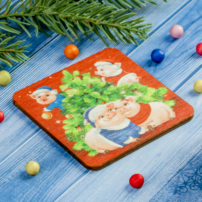 Магнит "Семейного счастья" из фанеры, УФ-печать, 7х7 см