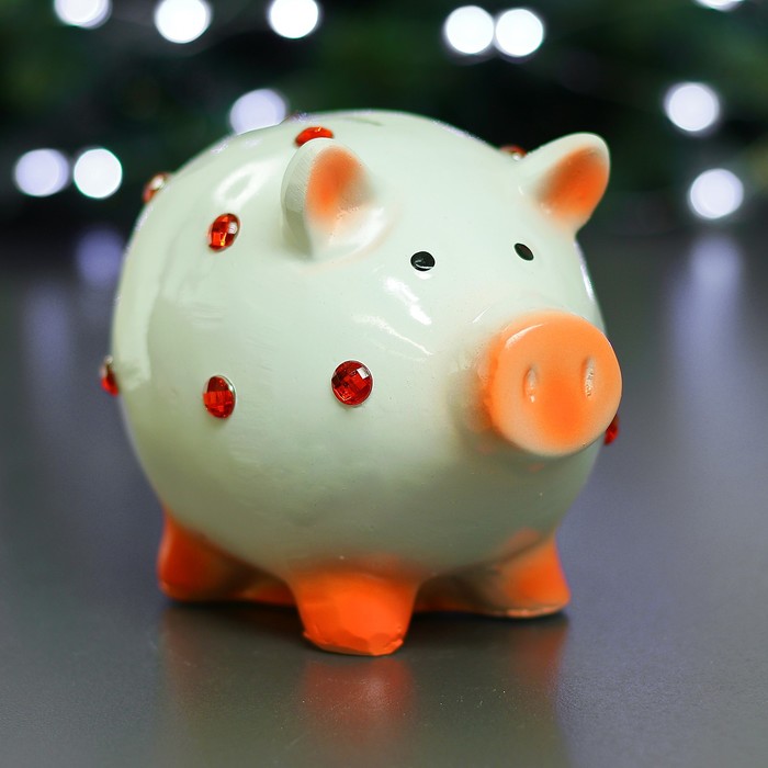 Копилка "Свинка со стразами" белый 15х12х17см