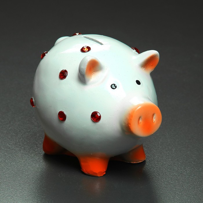 Копилка "Свинка со стразами" белый 15х12х17см