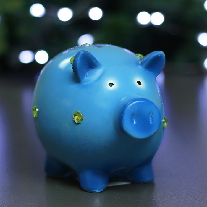 Копилка "Свинка со стразами" синий 15х12х17см