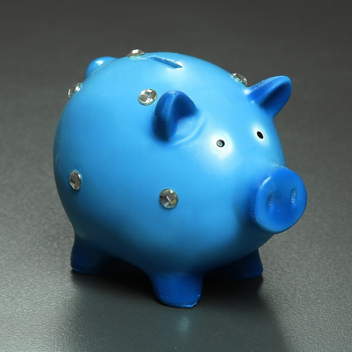 Копилка "Свинка со стразами" синий 15х12х17см