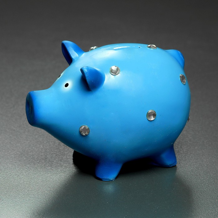 Копилка "Свинка со стразами" синий 15х12х17см