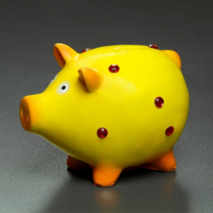 Копилка "Свинка со стразами" жёлтый 15х12х17см