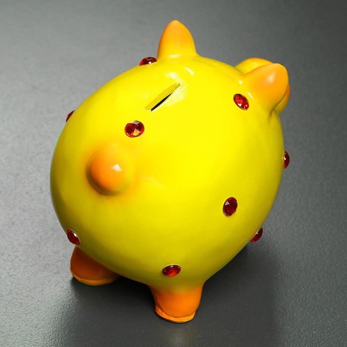 Копилка "Свинка со стразами" жёлтый 15х12х17см