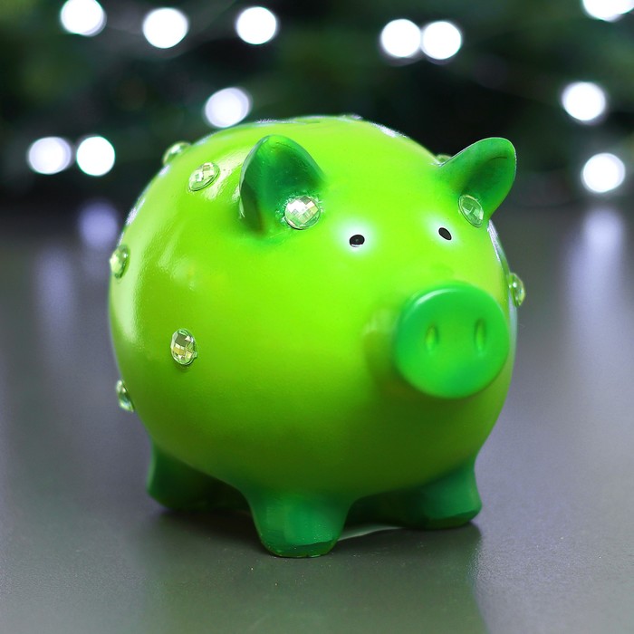 Копилка "Свинка со стразами" зелёный 15х12х17см