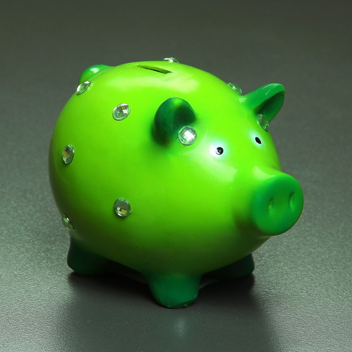 Копилка "Свинка со стразами" зелёный 15х12х17см