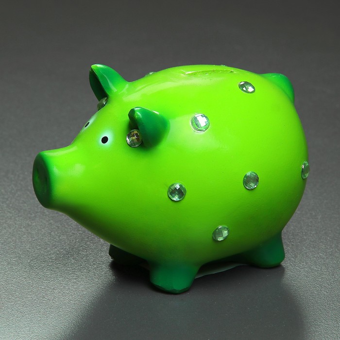 Копилка "Свинка со стразами" зелёный 15х12х17см