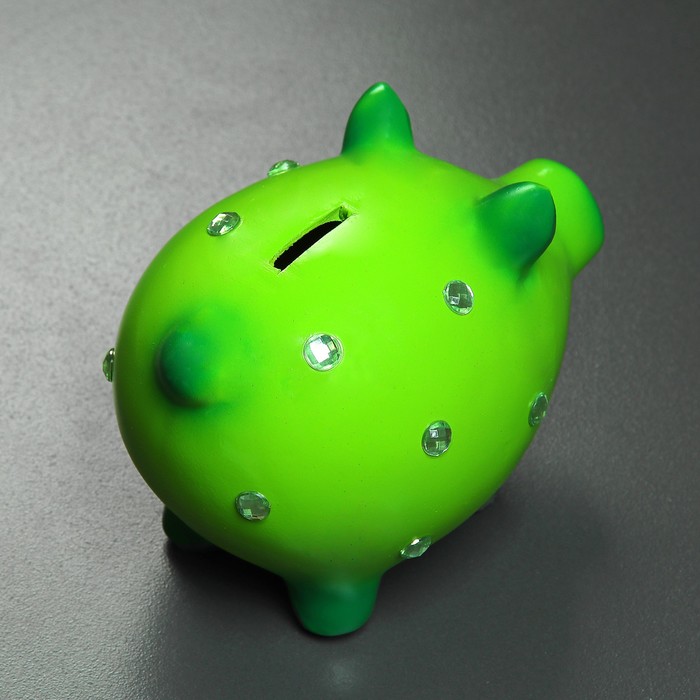 Копилка "Свинка со стразами" зелёный 15х12х17см