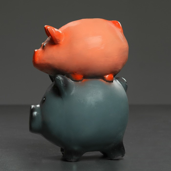 Копилка "Поросята - семейная" розовый на сером 22х15х13см