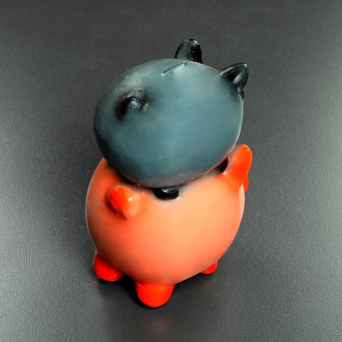 Копилка "Поросята - семейная" серый на розовом 22х15х13см