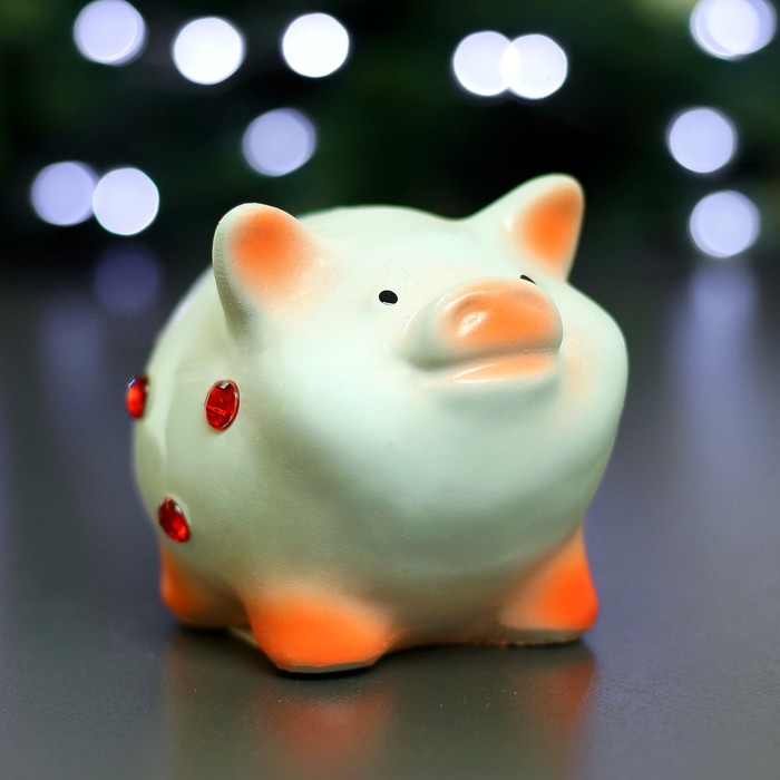 Копилка "Свинка маленькая со стразами" белая 9,5х9х13см